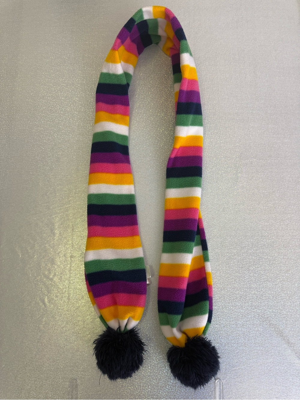 GAPKids scarf Pom Poms Multi-Stripe Pom Scarf - Pink, Yellow, Green fleece
